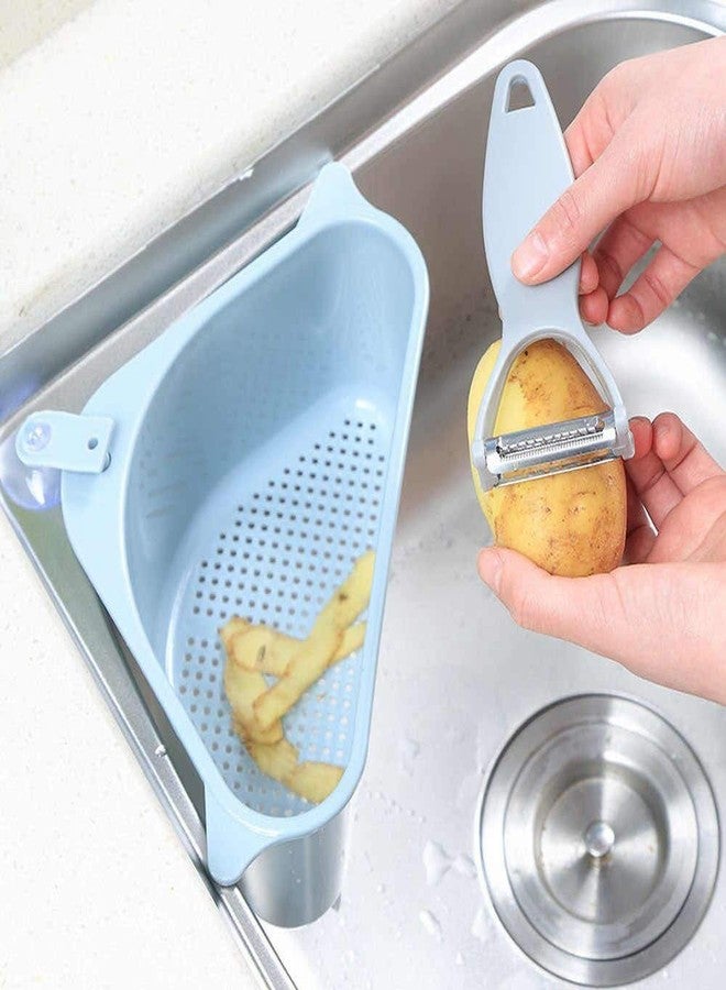 KASUMBI Drain Shelf Sink, Triangular Sink Basket Storage Rack Sucker, Sink Sponge Holder for Kitchen Bathroom Support Corner (Multi Color) - Image 1